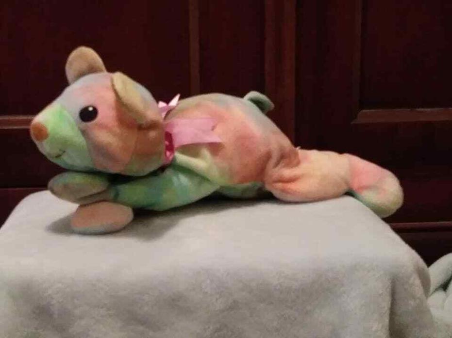 TY Tie Dye Pillow Pals Retired - SHERBET the Teddy Bear 1998 RARE & COLLECTIBLE~