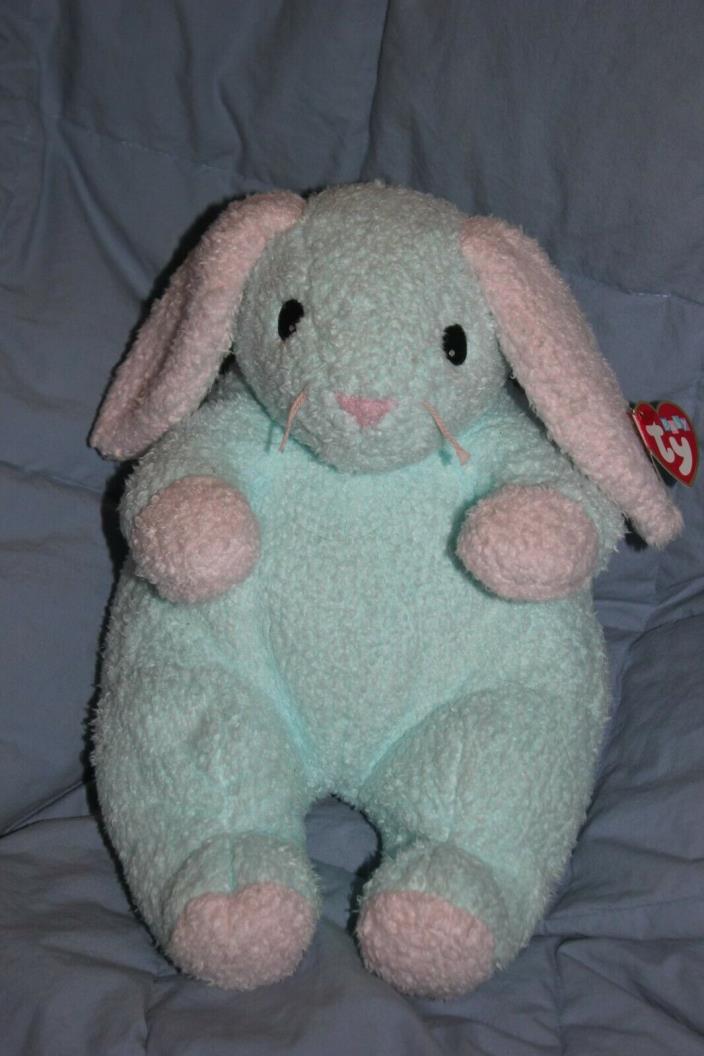 TY Bunnybaby Pillow Pals Blue Pink Bunny Rabbit Baby Rattle 1999 w/Tag 12