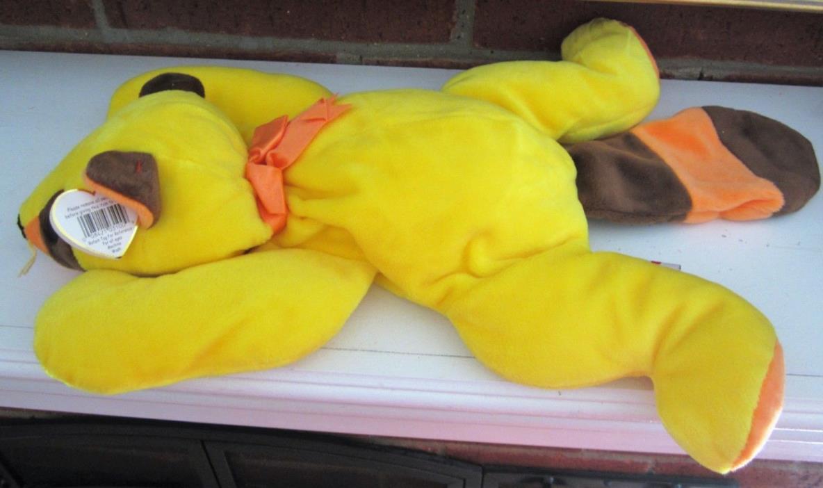 TY Pillow Pals RUSTY 1998 Raccoon Yellow Orange Bow Stuffed Plush Animal Neat!