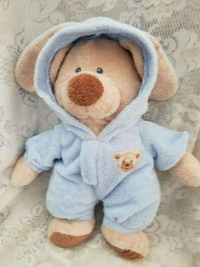 Ty Pluffies Bear Non Removable Bunny Pajamas Plush Blue 2007 Lovey