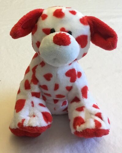 Ty Pluffies Sweetly Plush 2006 Red Hearts Puppy Dog Valentine Pup No Hang Tag