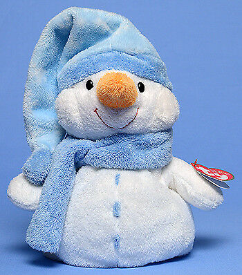 Ty Pluffies Windchill White Snowman Baby Boy Blue Hat Scarf Soft Plush Retired