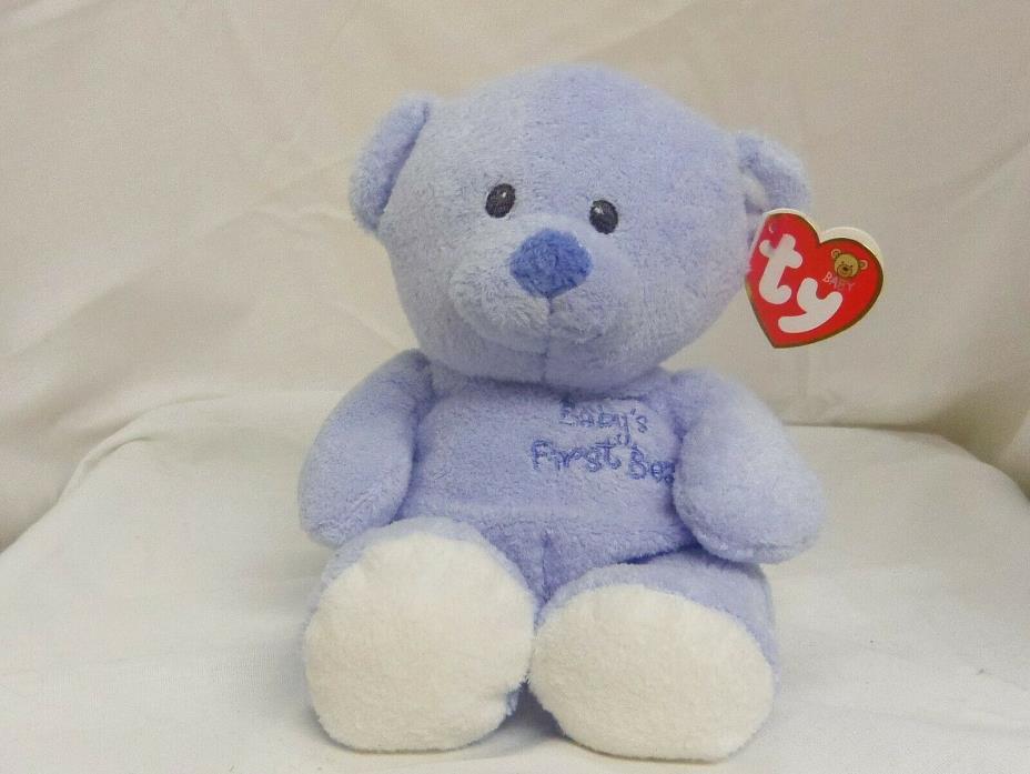 Baby's First Bear Blue rare 2007 TY Beanies Pluffies 9