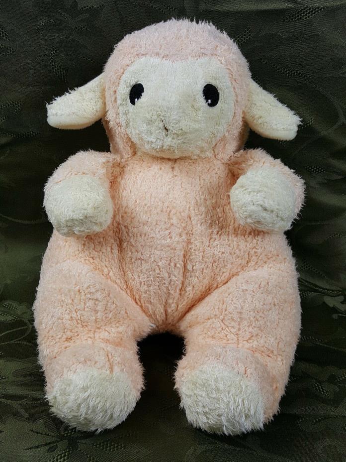 Ty Pluffies Peach Lamb Sheep Peach Rattle Lovey Soft Plush 1999 12