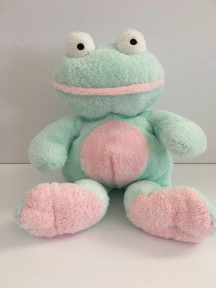 Ty Pluffies Plush GRINS FROG Mint Green Pink Bean Baby Stuffed Animal Toy Soft