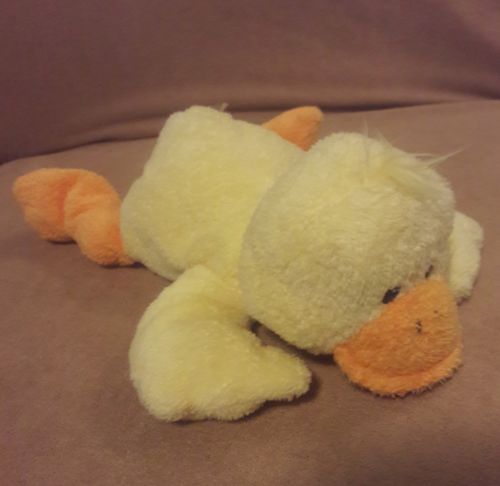 TY Pluffies yellow orange DUCKY DUCK Laying Down Plush stuffed animal 10