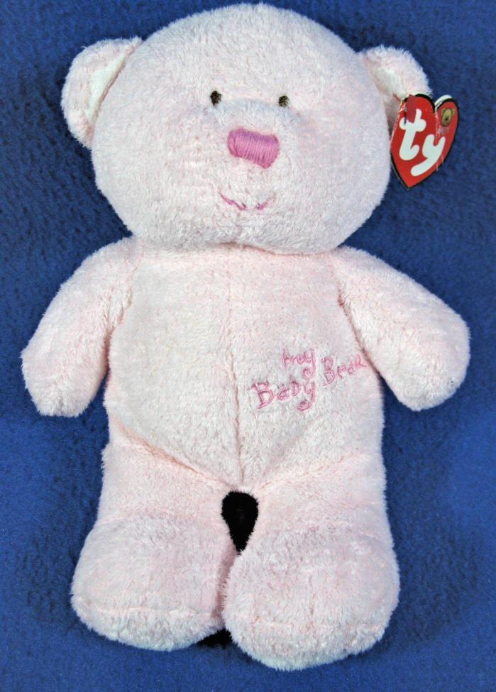 Ty Pluffies Teddy My Baby Bear Pink Soft Plush Stuffed Baby Doll Toy 2005