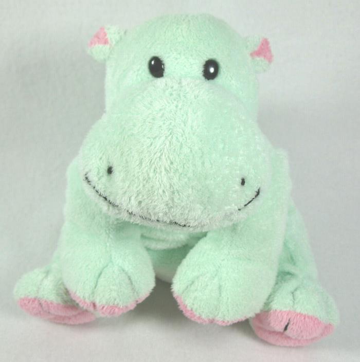 TY Pluffies Tubby Plush Green & Pink Hippo Stuffed Tylux Baby Lovey 2002
