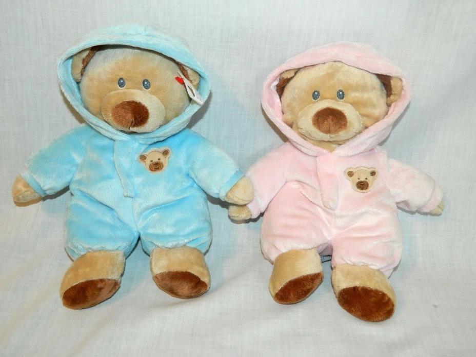 Ty Pluffies Bear in Pjs Pajamas PINK & BLUE set 10