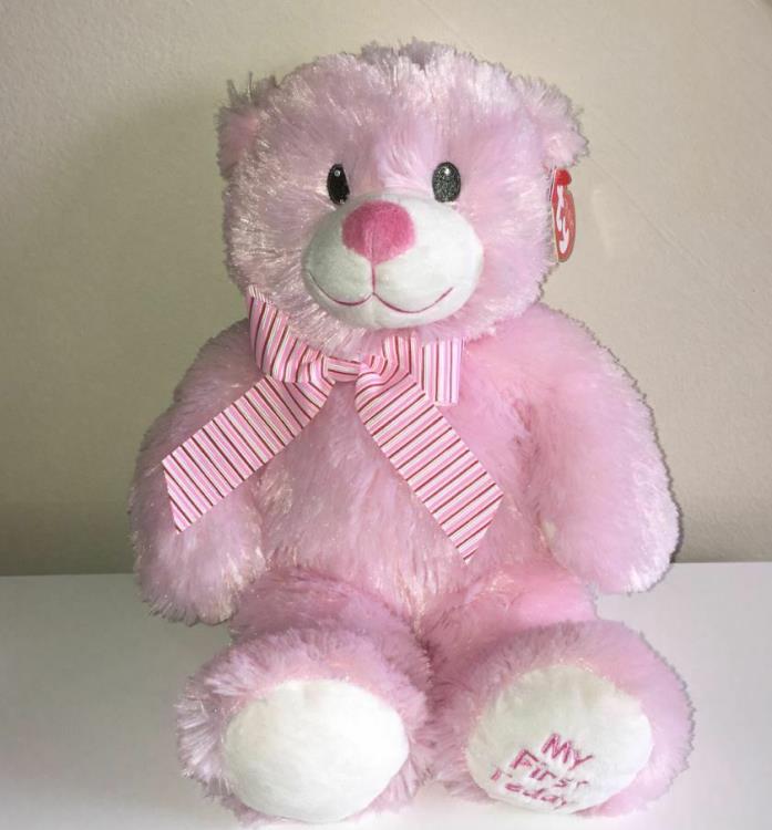 Ty Pluffies Pink Girls Sweet Baby My First Teddy Bear NEW NWT 12 Inch