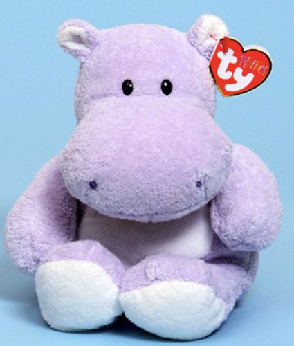 Ty Pluffies Beanie Baby Purple Wades Hippo 2007 Rare Color Extra Tag Mistake