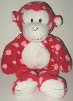 Ty Pluffies Harts Monkey Red Pink Hearts Plush Beanie 2006 Baby Safe