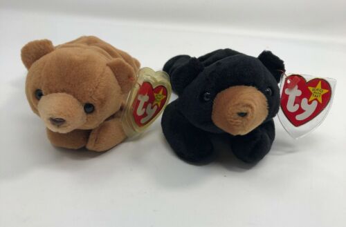 TY Beanie Baby Cubbie BEAR 1993 STYLE 4010.PVC Pellets,& Blackie 1993 PE Pellet