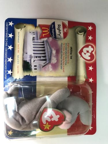 TY McDonald's Teenie Beanie - RIGHTY the Elephant (2000) (5.5 inch) - In Package