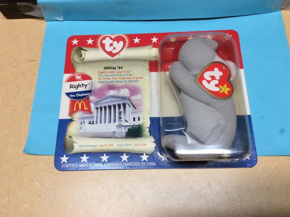 2000 American Trio Righty The Elephant The Bear Teenie Beanie Baby
