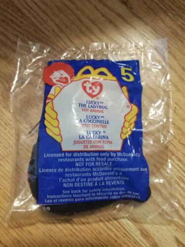 Vintage 2000 McDonald's Happy Meal Toy #5 LUCKY the LADYBUG Ty Beanie Baby NIP!