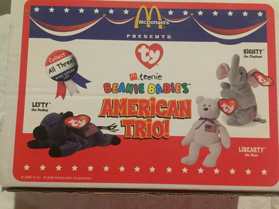 2000 McDonalds Teenie Beanie Babies American Trio Box Set