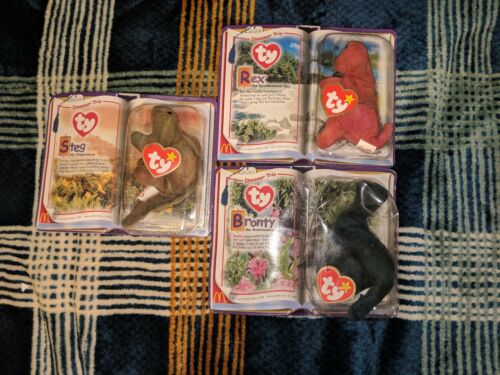 McDonald's Ty Beanie Babies 2000 Dinosaur Trio, Set of 3 (Rex, Steg, Bronty)