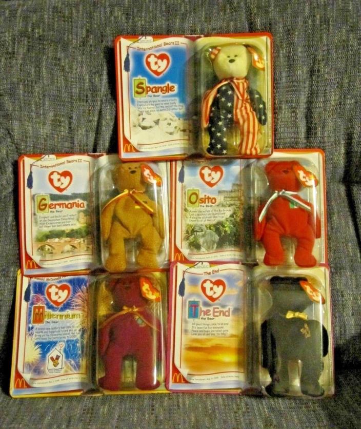 TY McDonalds Teenie Beanie Babies LOT Germania Osito Spangle Millenium End BEARS