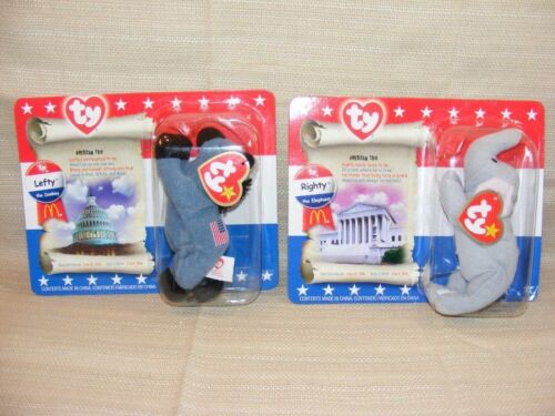 TY Teenie Beanie Babies Lefty Righty Donkey Elephant Collectible McDonalds C31