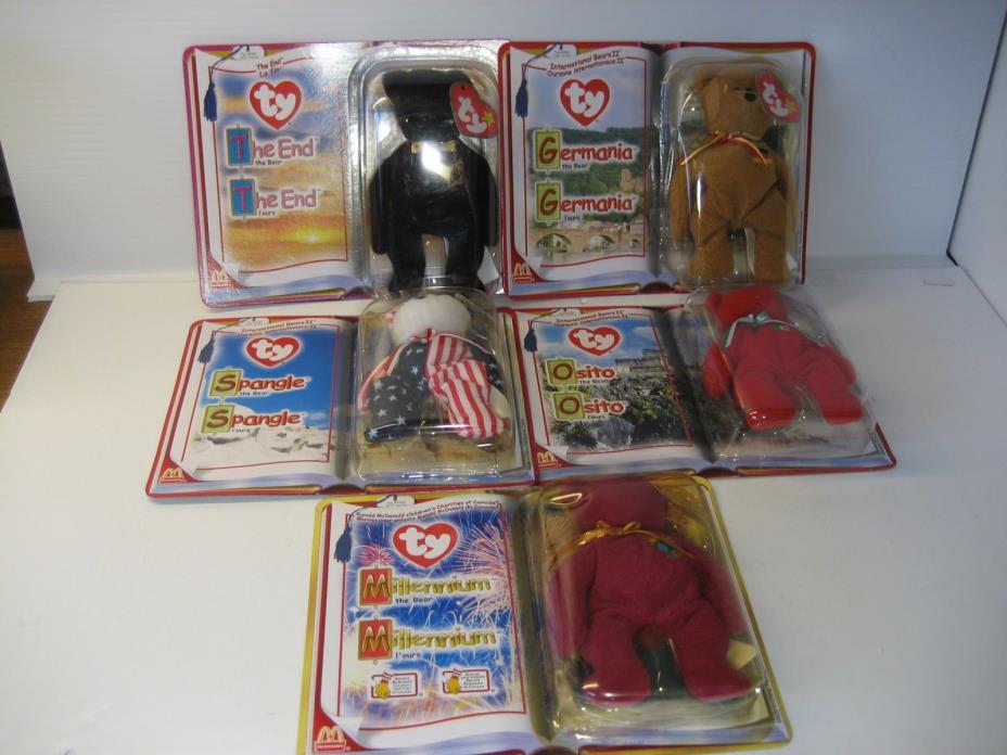 McDonald's TY 2000 Teenie Beanie Babies, Spangle, Osito, Germania, The End, Mill