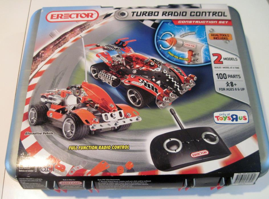 Erector Turbo Radio Control Construction Set in Red HARD CASE, Tear in Cover