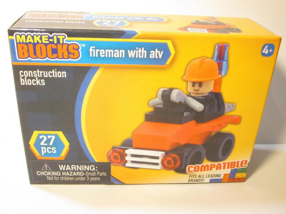 Make It Blocks Fireman with ATV New in Box Classic Toy Lego Compatible Building