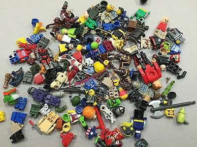 100 Non Lego Minifigures Megablok Heroes minifig lot Z272