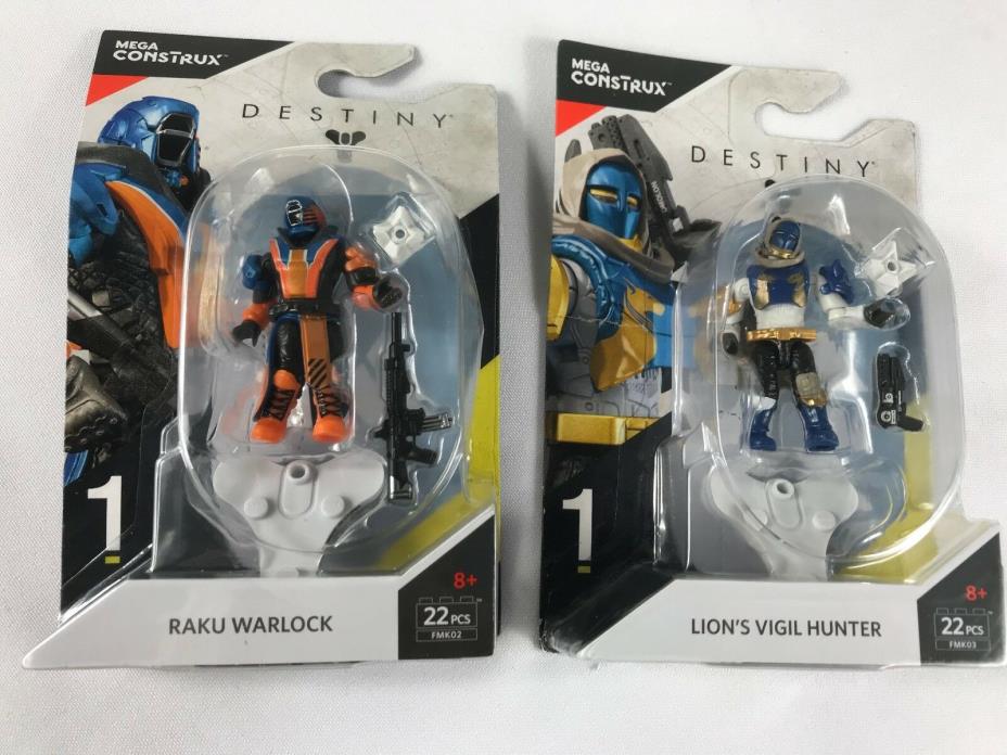Mega Construx Destiny Raku Warlock-Lion's Vigil Hunter  *** LOT OF 2 ***