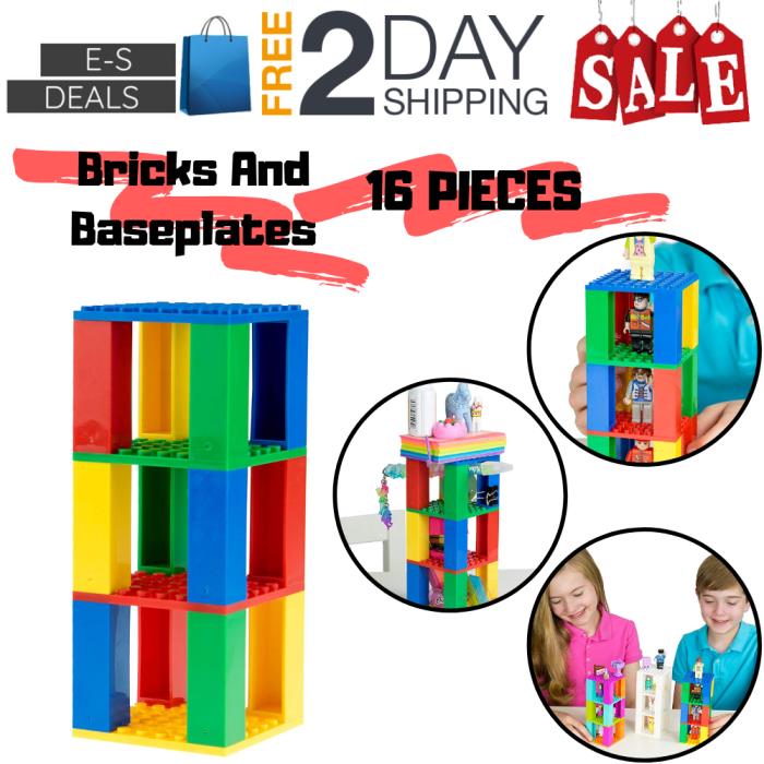 Eses Bricks Baseplates Classic Building Towers Compatible All Brands 8x8 16 Pcs