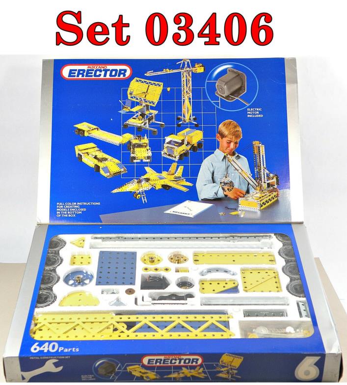 Erector 030406 #6 Meccano Metal Construction Set w/Motor Complete NIB 1990s