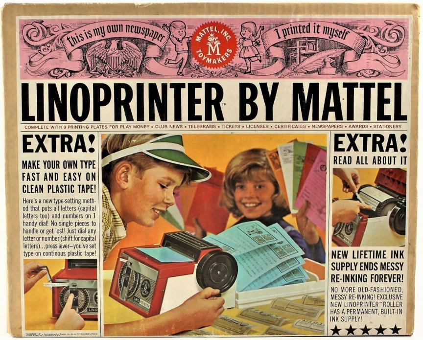 1965 Mattel Toymakers LinoPrinter Kids Toy Newspaper Lino printer