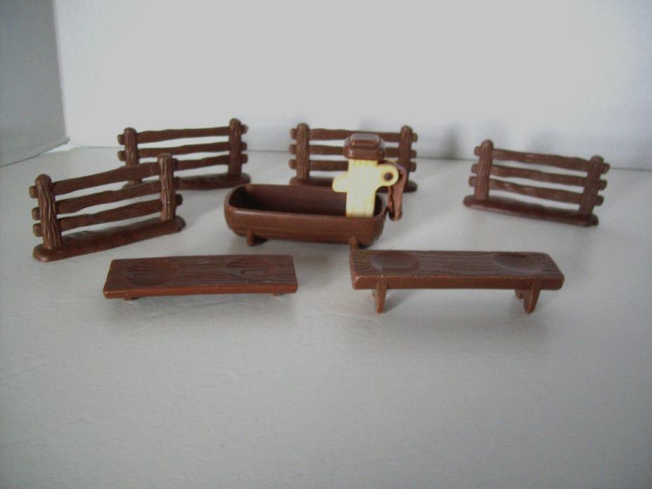 Hasbro Weebles West #598 brown water trough bench seat fence 1974
