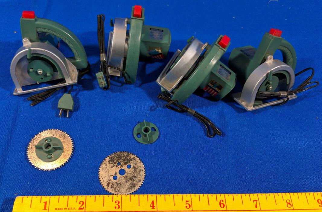 Lot 4 Powermite Circular Saws 1969 Ideal Toy Tools Electric Blades Set