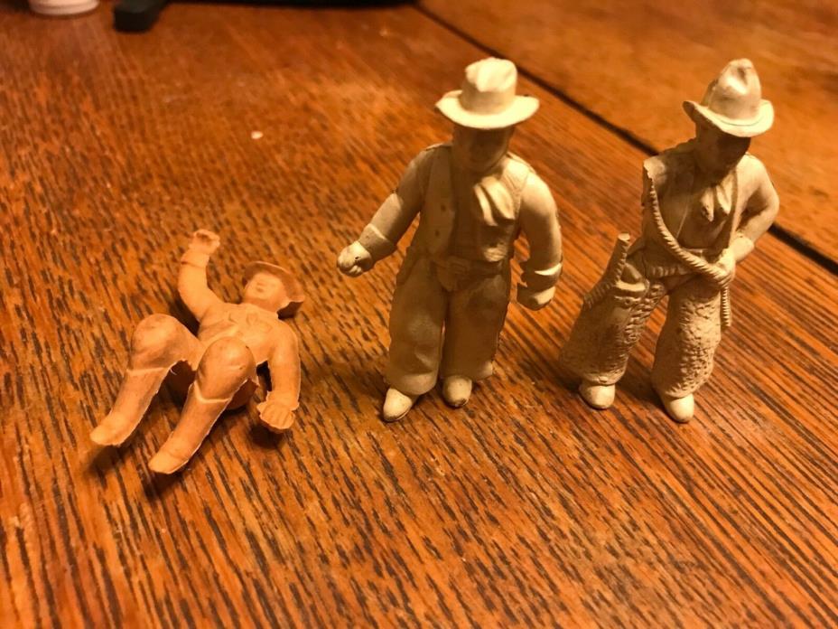 3 Vintage  MARX ? Toy Figures Play Set Cowboys