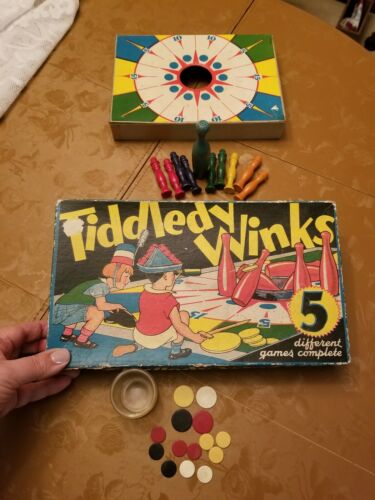 Antique RARE Vintage TIDDLEDY WINKS 4455 Game & 5 Other Games in Original Box