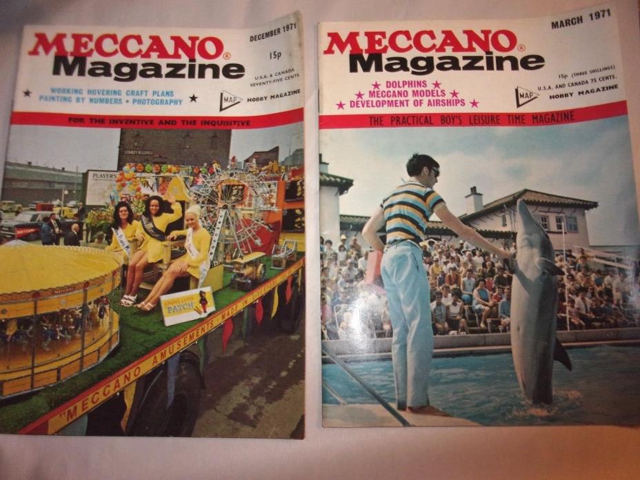 Meccano Magazines 1971 - March and December issues  Hovercraft Dolphins - LOTL