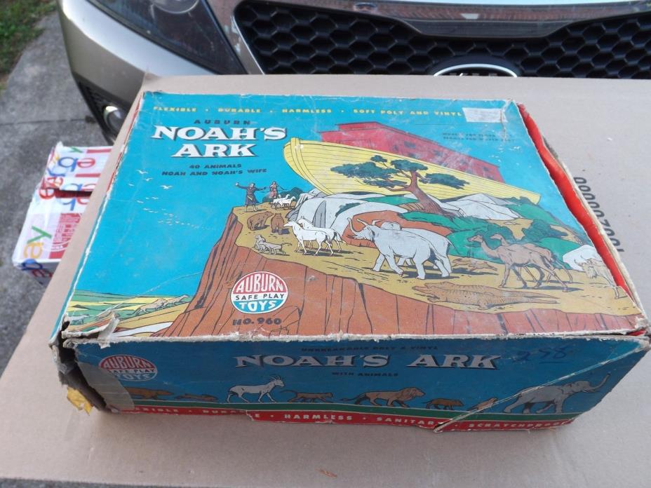VERY RARE Auburn Rubber Toys Noah's Ark Playset with Original Box 1950's