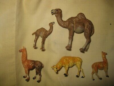 Elastolin Hausser Germany 1:32 scale CAMEL & LLAMA Plastic Zoo Animals
