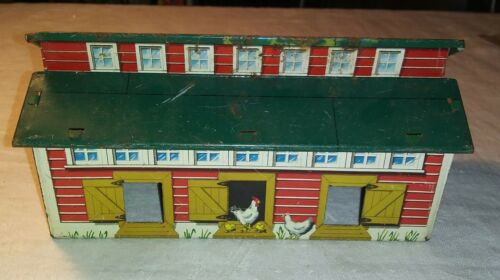 VINTAGE MARX LARGE TIN CHICKEN COOP HEN HOUSE FOR HAPPI TIME FARM PLAY SETS
