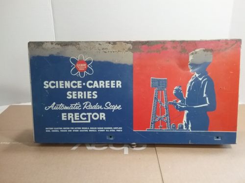 VINTAGE GILBERT ERECTOR SET BOX & military miscellaneous parts ~ Model 10044