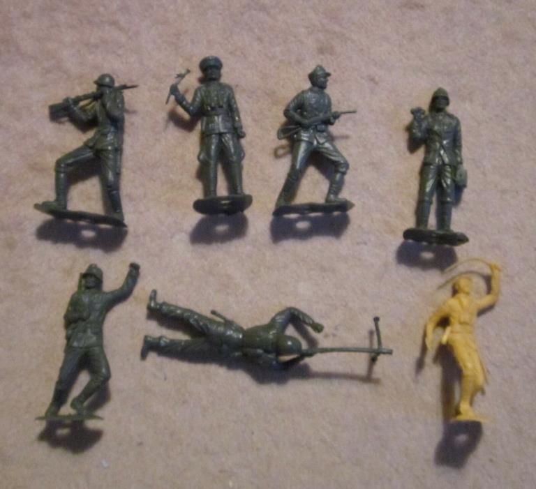 Vintage Soft Plastic MPC World War II German and 1 Japanese Soldiers Figures