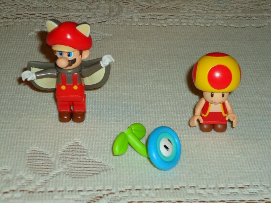 New Super M Bros U Flying Squirrel Mario, Fire Toad & Mystery Figure ICE FLOWER