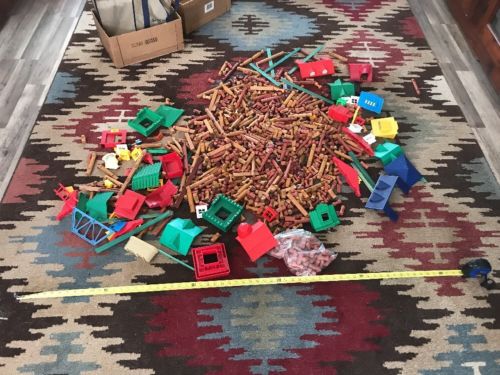 Huge Lot Of Vintage Lincoln Logs & Accessories