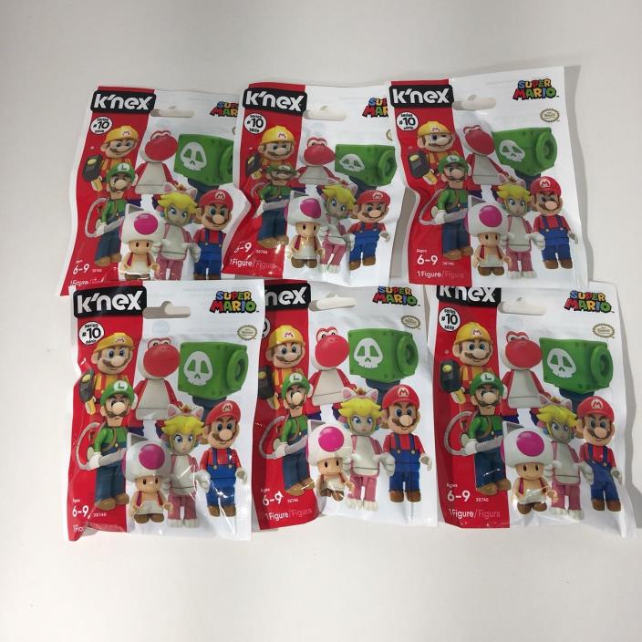 K'nex Super Mario Series 10 Blind Bags 2017 Lot Of 6 Luigi Toad Princess Peach