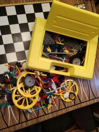 Knex K Nex Misc Parts and Pieces & Yellow Hard Storage Carrying Case Huge Lot