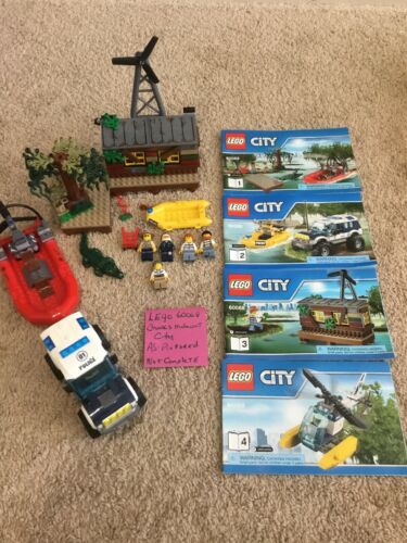 LEGO CITY 60068-Crooks' Hideout AS- PICTURED Police Boat, Truck, Windboat