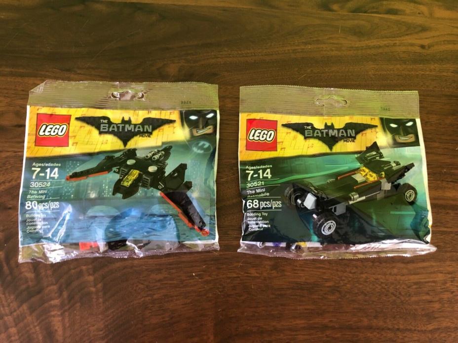 Lego The Batman Movie 30521 Mini Batmobile and 30524 Mini Batwing New and Sealed