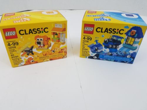 LEGO Classic Orange & Blue Creativity Box Building Set 10709 10706 lot of 2 NEW