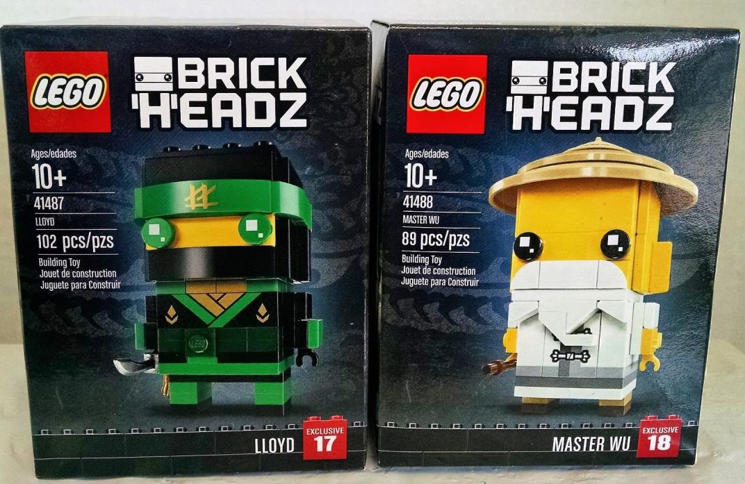 Lego Ninjago Exclusive Brickheadz 41487 Lloyd & 41488 Master Wu BNIB
